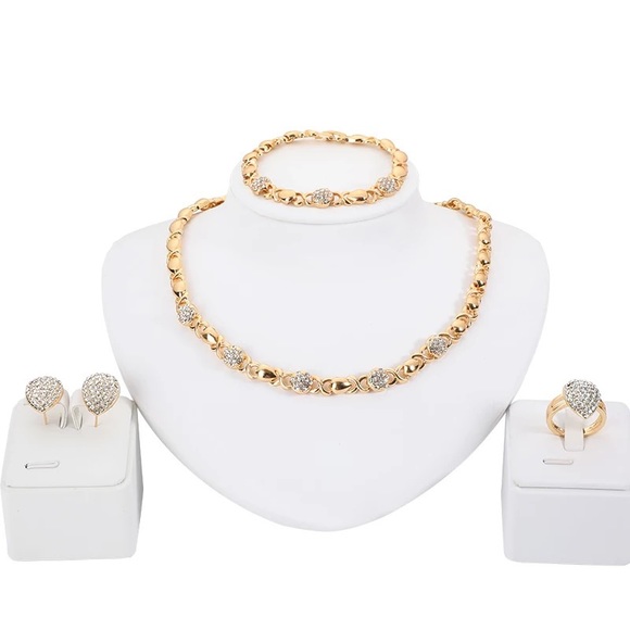 18K GF XOXO NECKLACE BRACELET EARRINGS RING - Picture 3 of 5